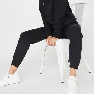 Black Embroidered boyfriend joggers